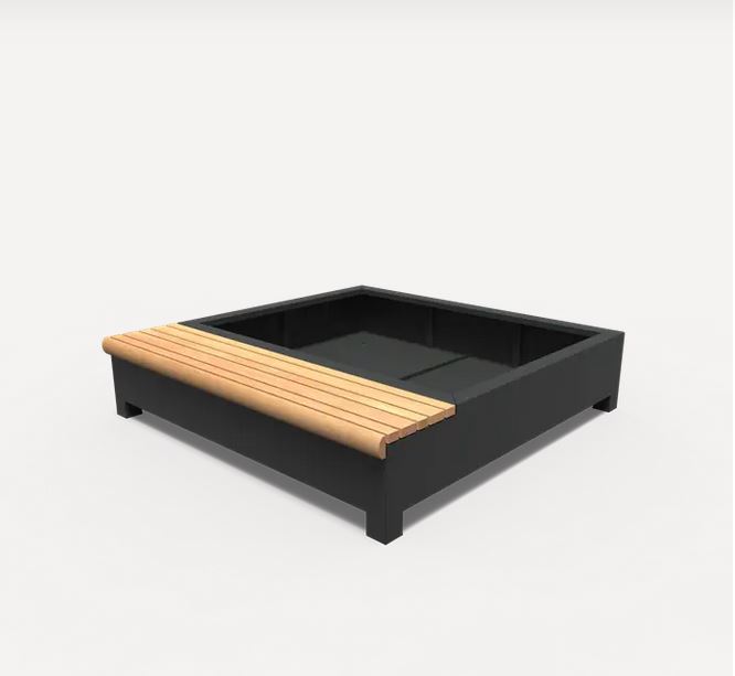 Sitzeinzelbank mit Pflanzgefäß aus Aluminium 